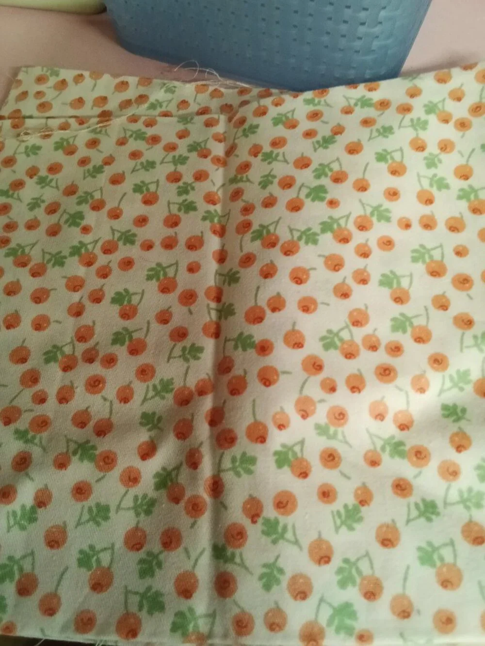 2 Fat Quarter Floral Print Quilting Fabric with Orange Flowers